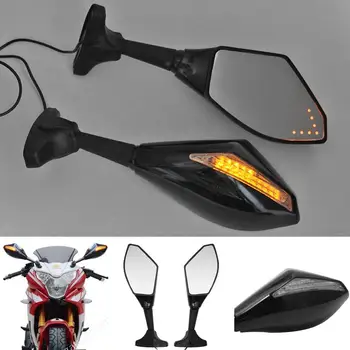 

Motorcycle Black Cafe Racer LED Turn Signal Indicators Rearview Side Mirrors Retroviseur Clignotants Moto For Honda CBR 250 600