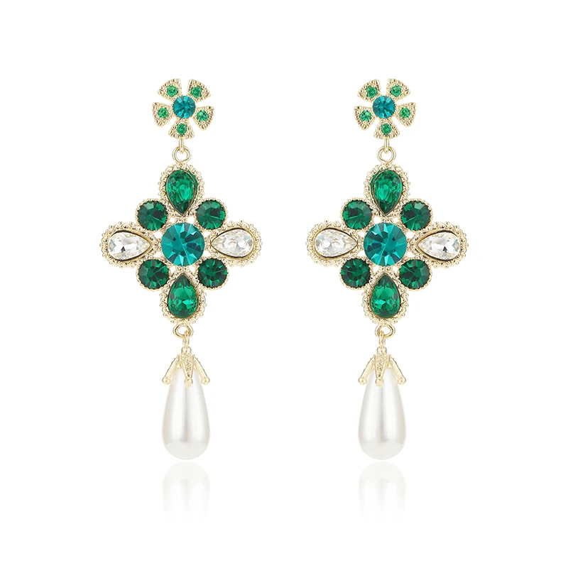 Серьги подвески с кристаллами и жемчугом|Серьги-подвески| |