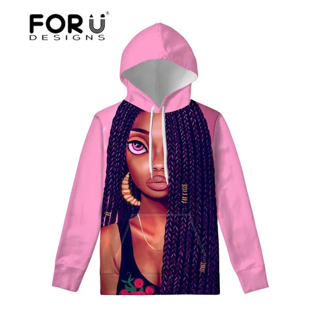FORUDESIGNS/женские толстовки черного цвета с рисунком афро для девочек; уличная Осенняя толстовка; брендовые дизайнерские пуловеры для женщин; Одежда для девочек - Цвет: HK4099Z72W