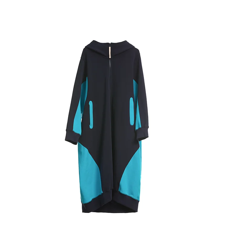 Women Spring Autumn New Casual Ultra Loose Long Hooded Knitted Cotton Sweatshirt Ladies Oversize Hoodies Coat
