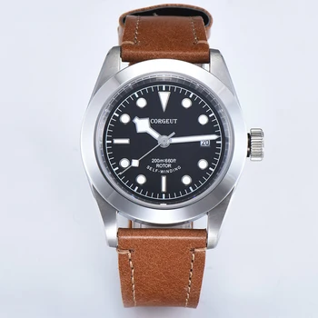 

Corgeut Military Mechanical Watch Men Automatic Luxury Sport Clock White dial Leather calendar Luminous Mechanical Wrist Watches