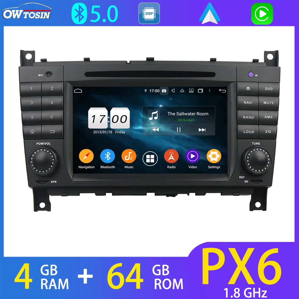 PX6 4G+64G Android 10 Car GPS Multimedia Player For Mercedes Benz C CLC