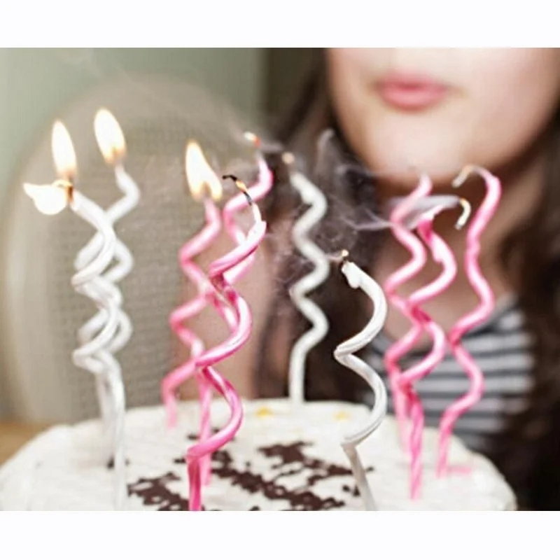 

8 Pcs Creative Colorful Curve Birthday Cake Spiral Candle Kids Birthday Party Candle Home Decoration Wedding Decoration Ocean
