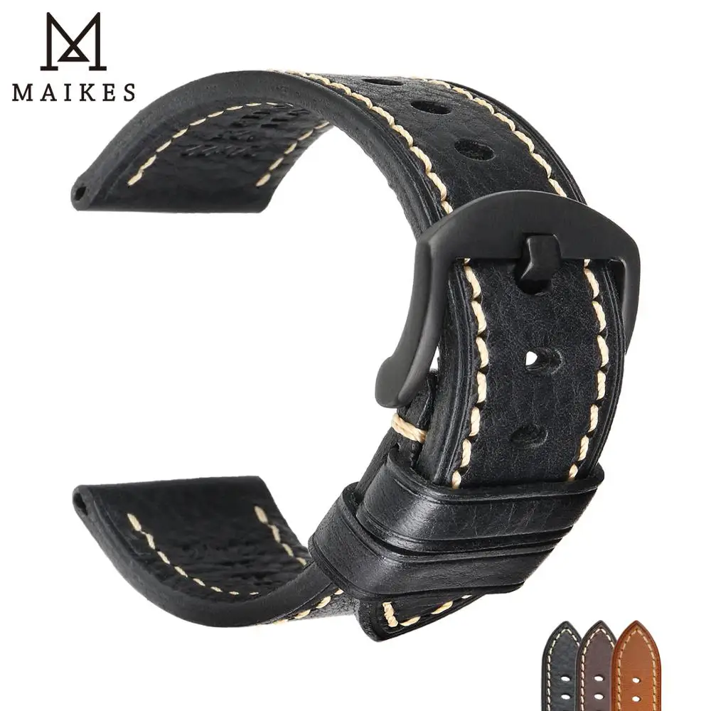

MAIKES Handmade Genuine Soft Leather Watch Band Leather Strap 20mm 21mm 22mm 23mm 24mm 26mm Watchbands Accessories High Quality