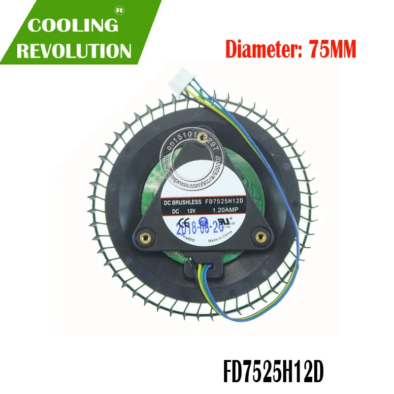 Вентилятор видеокарты FD7525H12D DC12V 1.20AMP 4PIN для ASUS TURBO RTX 2060 2070 2080 2060S 2070S 2080TI