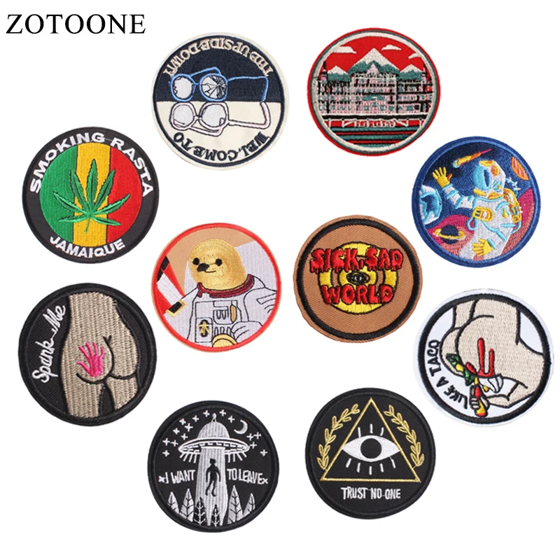 

Ufo Buttock Patch Iron on Letter Patches on Clothes Round Badges Stripes Stickers on Clothes Embroidered Patches for The Garment
