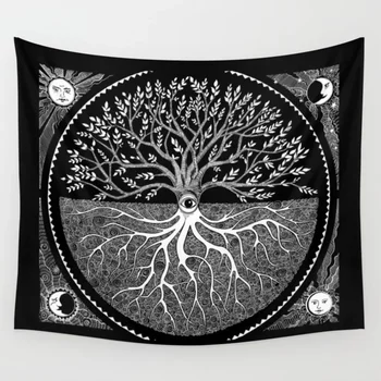 

Druid Tree Of Life Wall Tapestry Cover Beach Towel Throw Blanket Picnic Yoga Mat Sun and Moon Black Tapestries Home Decoration