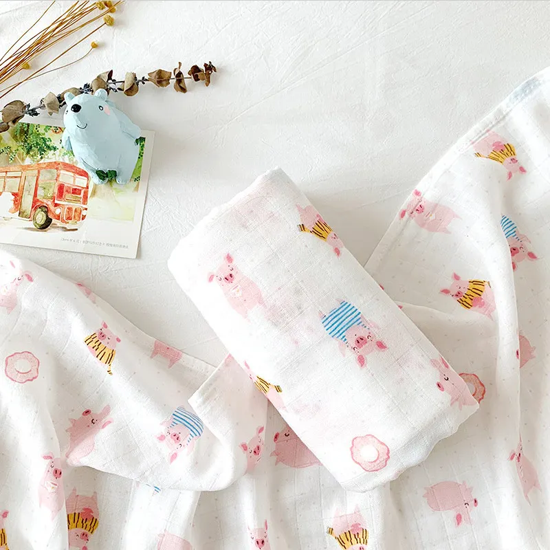 Детское бамбуковое одеяло, зимний детский хлопковый конверт для новорожденных, пеленки, муслин, пеленка, коврик для ванной, полотенце для коляски - Цвет: PJ3718R