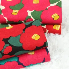 Половина ярда утолщаются хлопок ткань с красным цветочным принтом ручной работы DIY мешок одежды платье ткань T1107