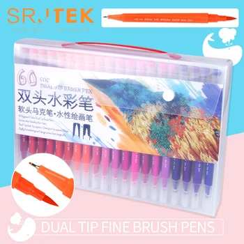 

48-100Colors FineLiner Art Marker Pens Dual Tip Drawing Painting Watercolor Soft Brush Marker Pen School Supplies Manga Markers