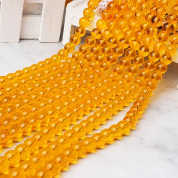 

LanLi 6 8 10 12mm Stylish yellow round glass loose beads are suitable for DIY women's bracelet necklace Jewelry