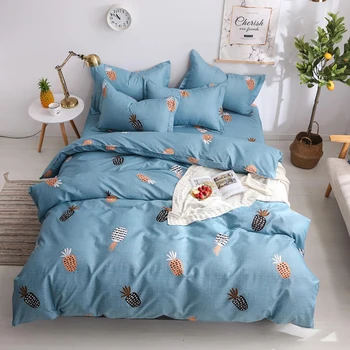 

Thumbedding King Size Bedding Set Pineapple Simple Fresh Cartoon Blue Duvet Cover Queen Full Twin Single Comfortable Bed Set