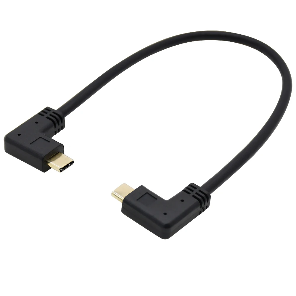 

90 degree angle USB3.1 GEN2 10Gbps usb c cable gold plated connector type-c male to type c male data and fast charge cable 30cm