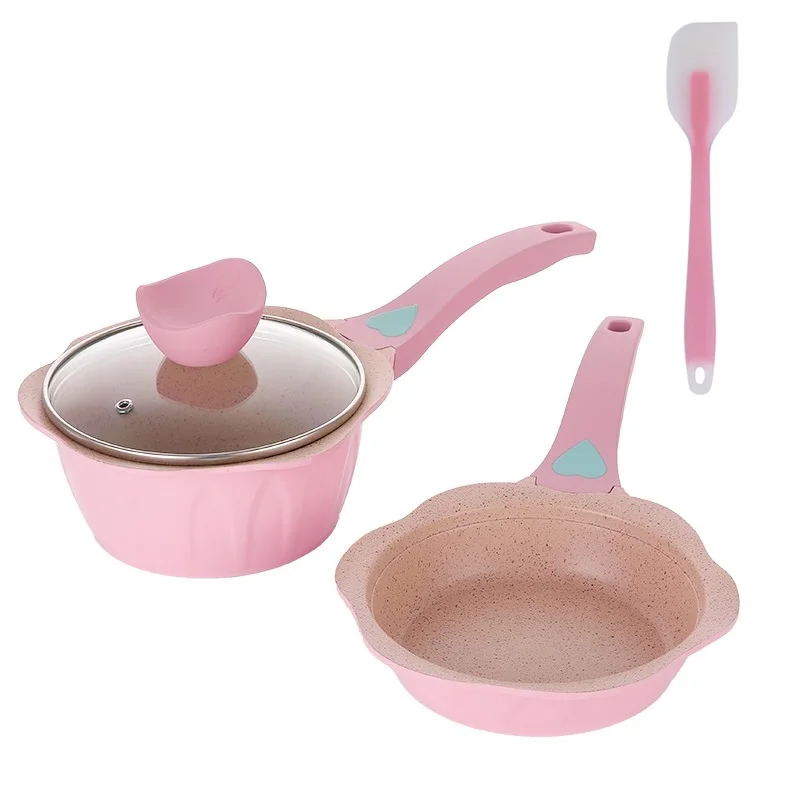 

2019 Newest Baby Food Pot Flat Bottom Non-stick Frying Pan Medical Stone Small Milk Pot Stockpot Household Cooking Pan
