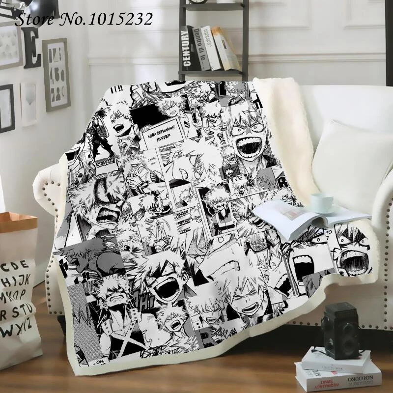 

Anime My Hero Academia Funny Character Blanket 3D Print Sherpa Blanket on Bed Home Textiles Dreamlike Style 06