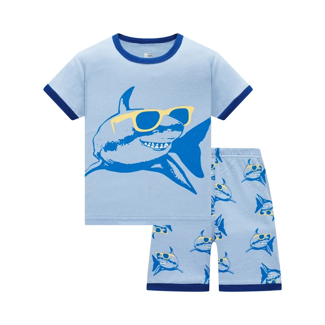 Kids Pajamas Set Summer Children Short Sleeve Sleepwear Rocket Boys Cartoon Pyjamas Clothing Nightwears Set 10