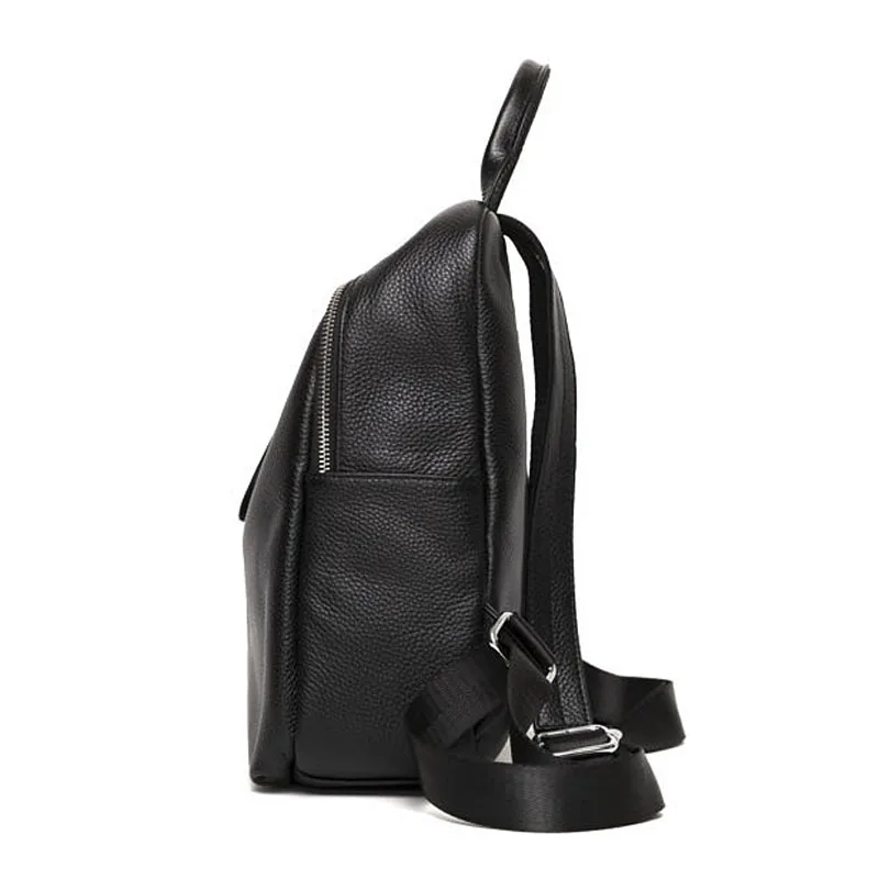 ZENCY Genuine Cow Leather Silver Metal Hardware Women Black White Color Backpacks Young Girl First Layer Cowhide Shooping Bag 2