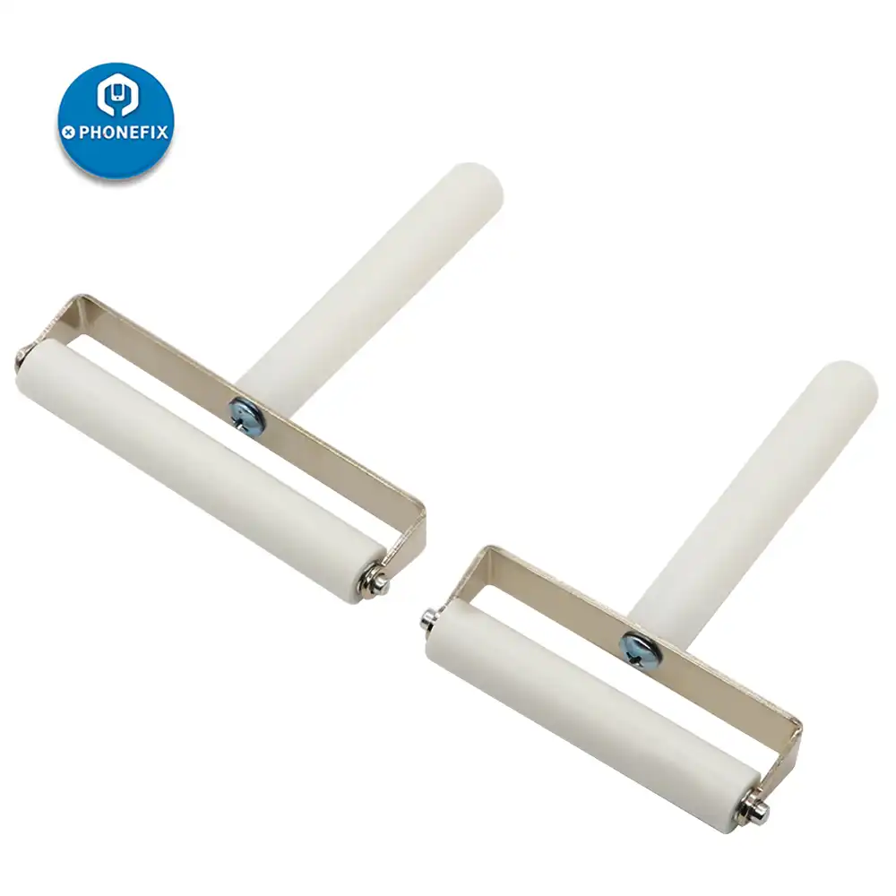 CGOLDENWALL Film Coated OCA Dry Rubber Roller Cellphone Screen Protector Tool Stainless Steel Push Wheel Cell Phone Film Laying Tool Silicone Manual Roller Roller Rubber Wheel 15CM