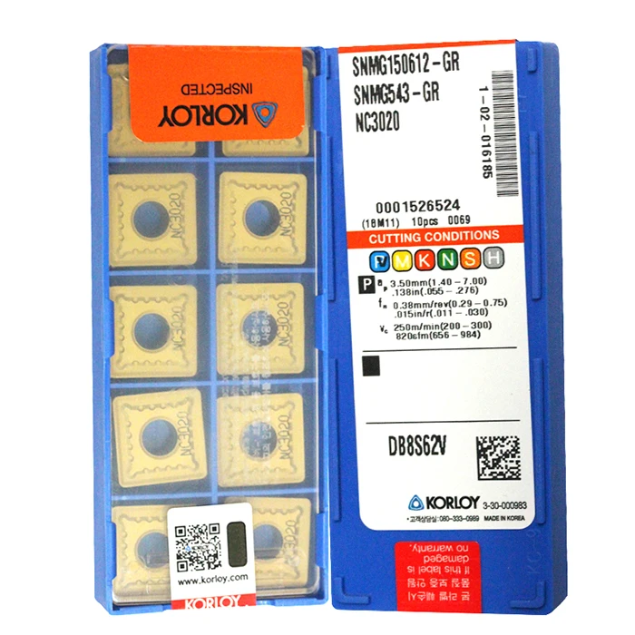 Корея KORLOY SNMG120404-GS PC9030 SNMG120404-HA H01 SNMG150612-GR NC3020(10 шт./лот) резец для внутренней обточки вставки