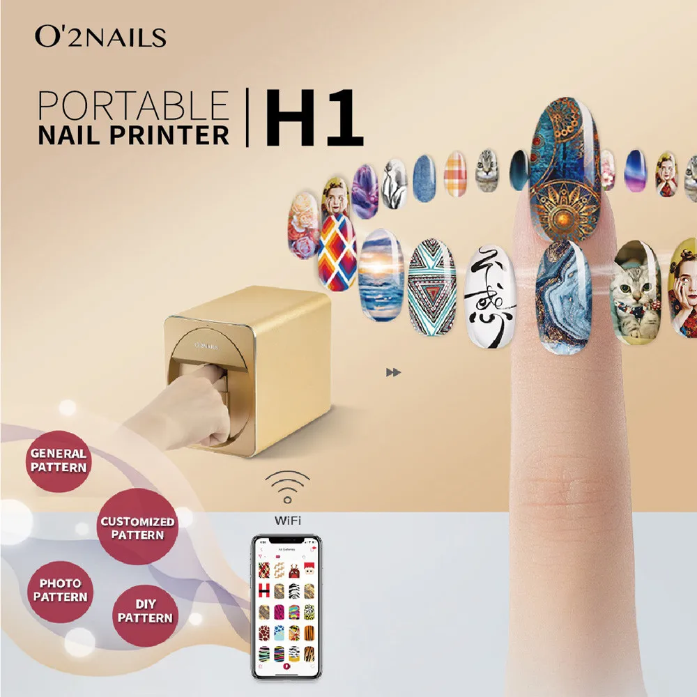 O2nails Mini Printer for Nails Professional 3D Nail Printer H1 Portable Mobile Nail Art Printing Machine