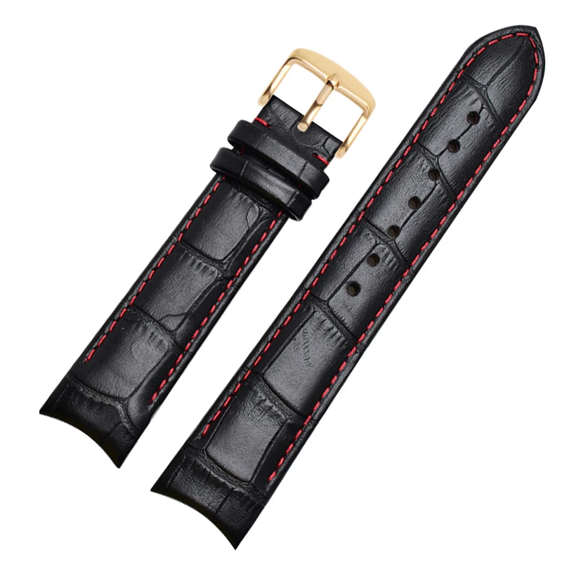 Genuine Leather Bracelet Curved End Watch Strap - Premium Adjustable Band