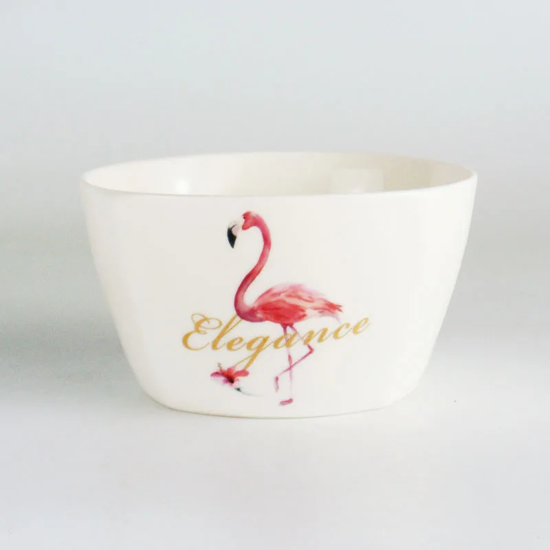 Square Bowl A Столовая посуда в западном стиле, фламинго, керамическая тарелка, ложка, нордический цветок, прямоугольная чашка из костяного фарфора, тарелка для завтрака, миска, посуда - Цвет: Square Bowl A