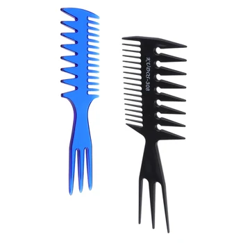 

2 Sizes Salon Afro Hair Pick Brush Combs Set 3 in 1 Hairdressing Styling Braid Coloring Comb Blue + Black