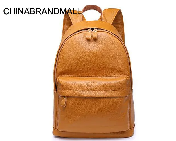 

Unisex genuine leather cow skin medium backpack soft rucksack school bag