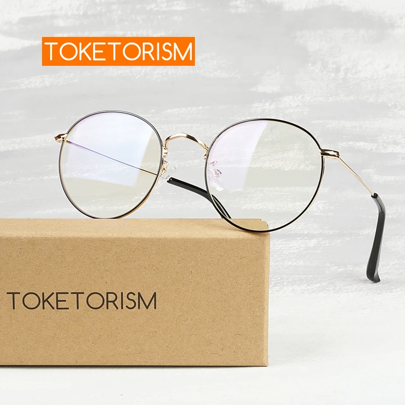 Tanie Toketoryzm niebieskie światło okulary blokujące metalowe okrągłe okulary do komputera mężczyźni kobiety anty niebieskie okulary 180
