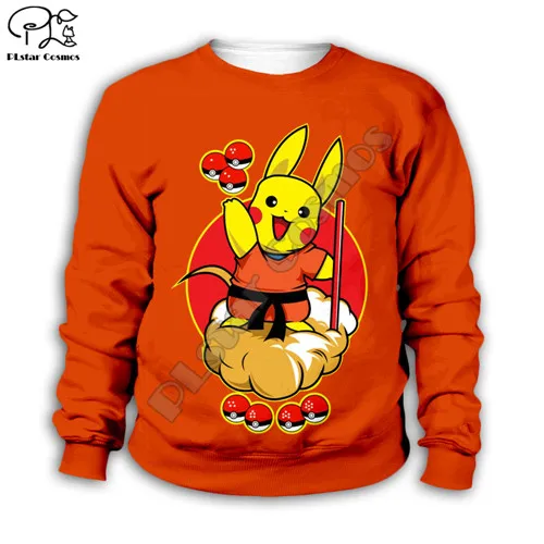 Kids Sweatshirt Детская одежда толстовка с 3D принтом «Драконий жемчуг Гоку» и «Пикачу» для маленьких мальчиков и девочек; пуловер с принтом «Покемон» свитер с длинными рукавами и героями мультфильмов - Цвет: Kids Sweatshirt