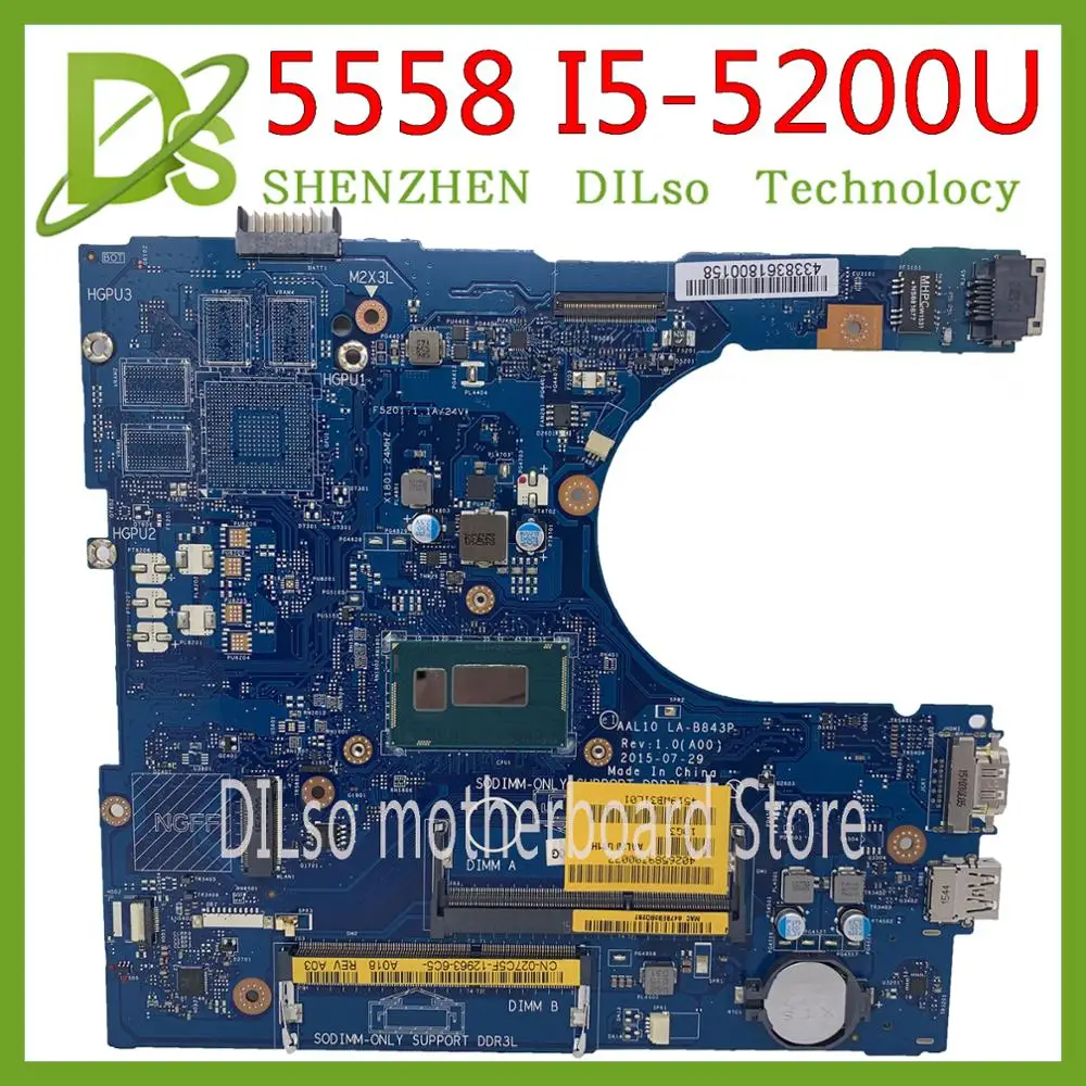 KEFU 5558 CN-0FRV68 для DELL FRV68 5458 5758 материнская плата ноутбука I5-5200U GM LA-B843P REV: 1 0 работа 100% |
