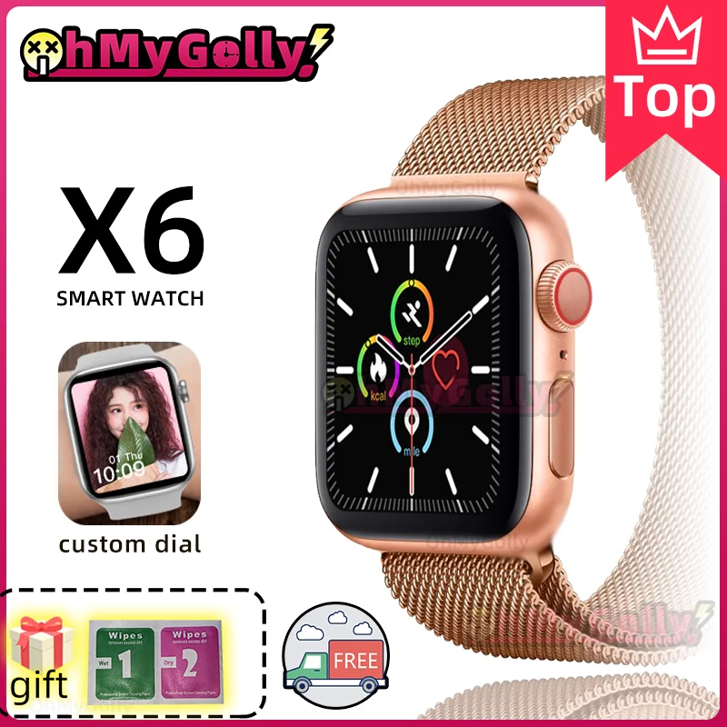 Smartwatch 2021 IWO X6 Smart Watch Men Women Heart Rate Monitor Sport Activity Tracker Relogio for ios pk iwo 12 Series 6 X7 W26