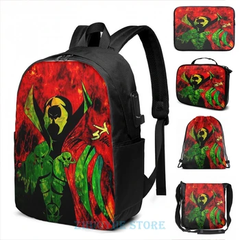 

Funny Graphic print Spawn Inspired Art USB Charge Backpack men School bags Women bag Travel laptop bag