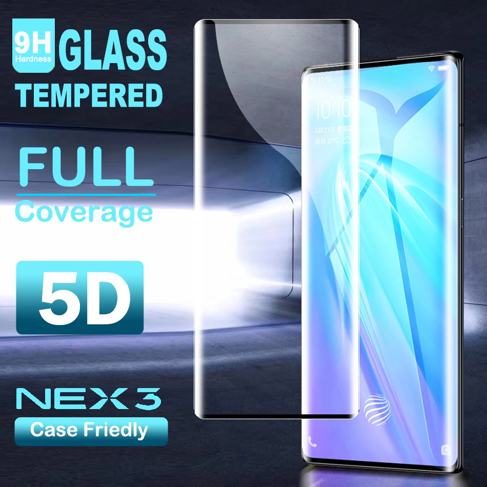 Закаленное стекло Vivo Nex 3 для защиты экрана Полное покрытие 9H стеклянная пленка