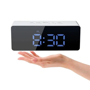 

New LED Mirror Electronic Alarm Clock Digital Table Clock Wake Up Light Large Time Temperature Display Home Decoration Clocks