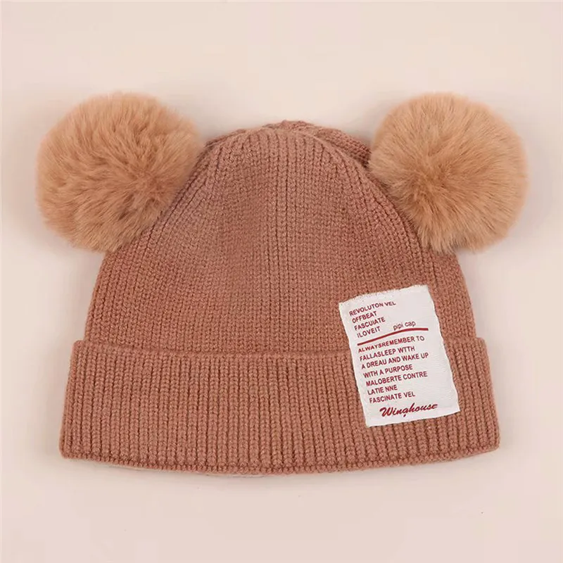 Детская зимняя шапка для маленьких мальчиков и девочек, шапка с милым медведем для малышей, шапочки с наушниками, теплая шапка, вязанная крючком czapki dla dzieci#4S11