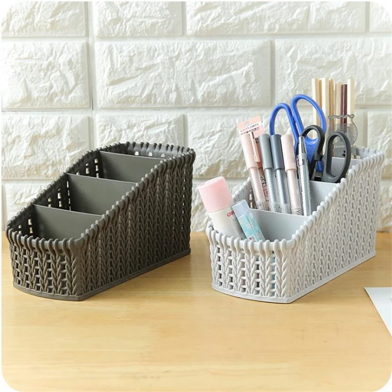

Office Desktop Organizer Basket Stationery Pencil Storage Box Plastic TV Remote Stand Holder Table Bathroom Kitchen Organizador