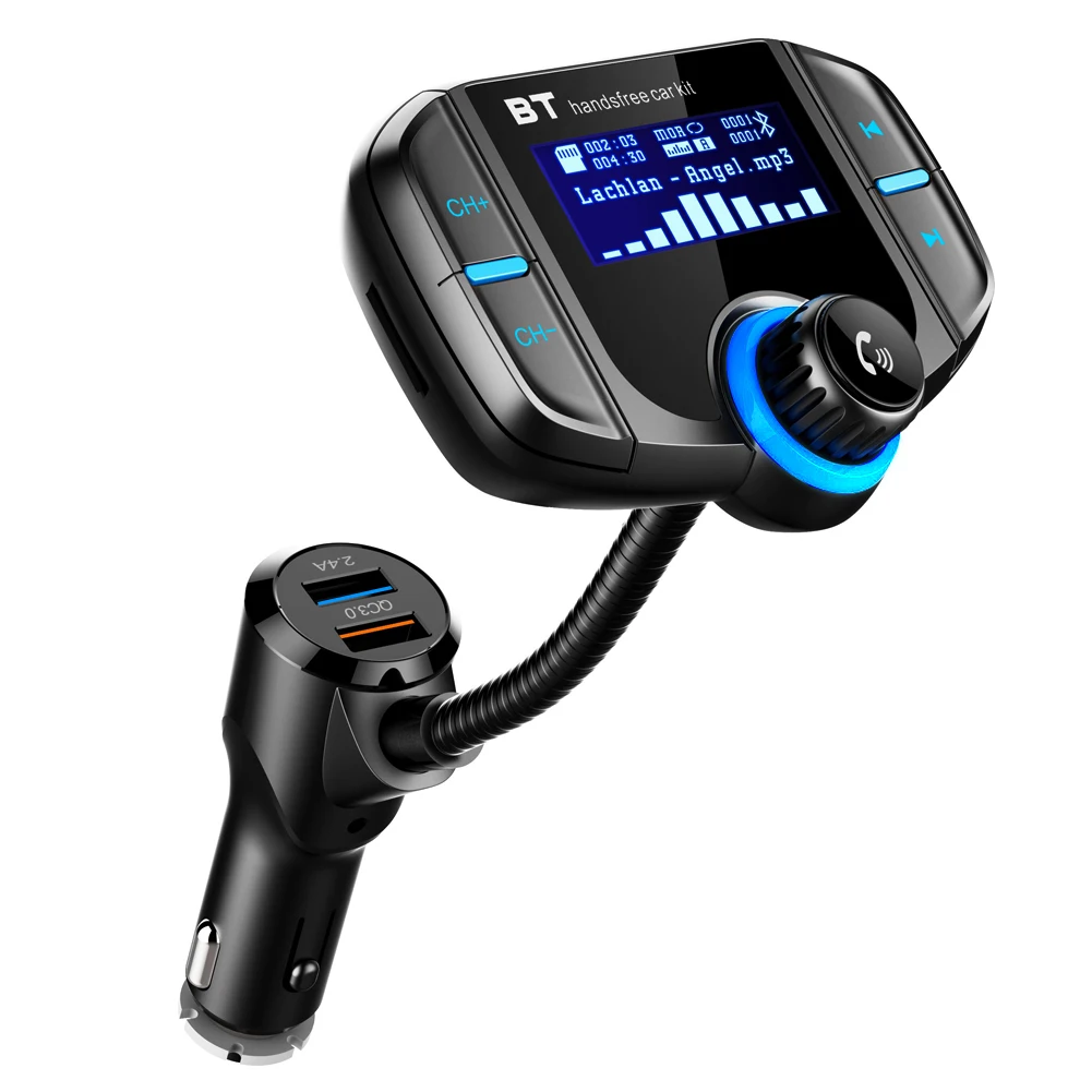 Автомобильный fm-передатчик с дисплеем 1,7 дюйма, улучшенный Bluetooth передатчик BT70, быстрая зарядка 3,0, беспроводной fm-модулятор