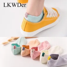 LKWDer/5 пар, женские носки ярких цветов, короткие носки с закрытым носком, женские весенне-летние носки-Башмачки из чистого хлопка, Meias