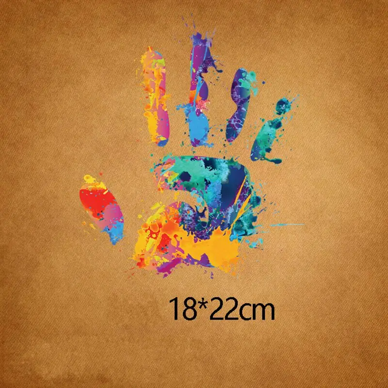 

22x18cm Fashion Colorful Palm Iron On Patches DIY Accessory Heat Transfer Washable Thermal Stickers For Clothes Hoodies Jeans