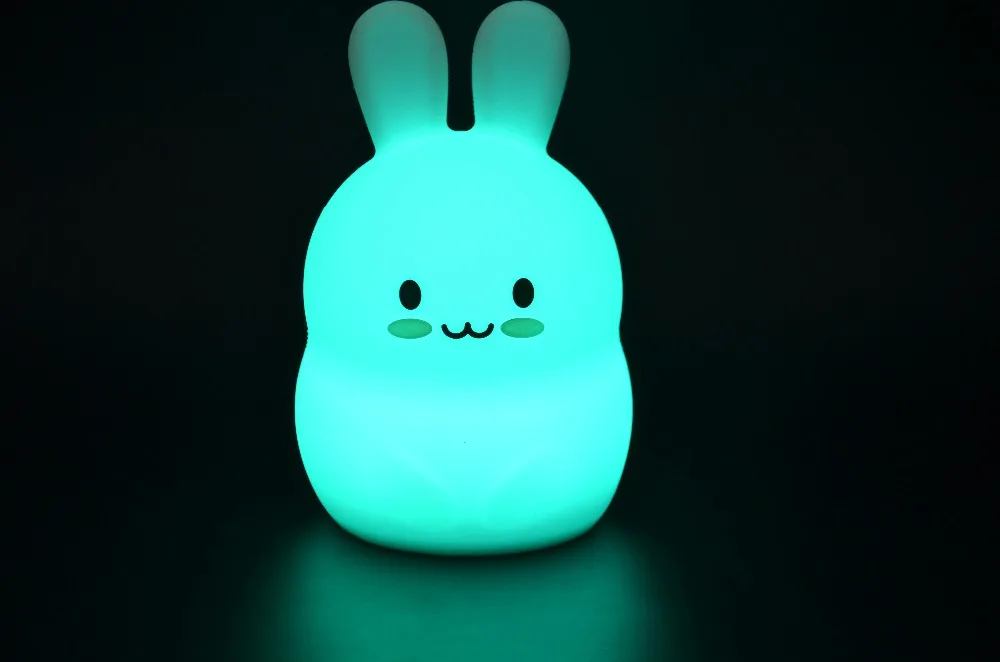 Cute Cartoon Rabbit LED Night Light Rechargeable Touch Sensor Remote Control Colorful Silicone Bedroom Table Lamp for Kids Baby (32)