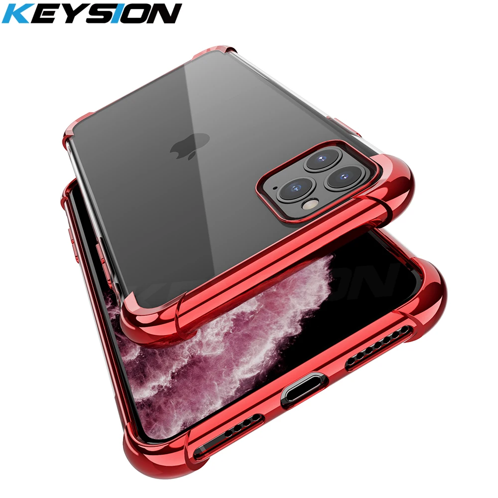 

KEYSION Plating Air-bag Shockproof Case for iPhone 11 Pro 11 Pro Max Anti-knock soft silicone Back Phone Cover for iPhone 11 Pro