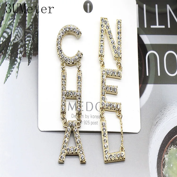 

3UMeter Fashion Exaggeration with Rhinestone Geometric Earrings Korean Earrings Women Earrings Drop Earrings Jewelry