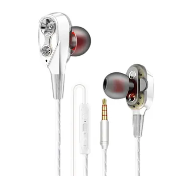 

Eorv3s Earphones In-ear Subwoofer Soundproof Earplugs Wire Control With Wheat Quad Core Double Moving Ring Earphones