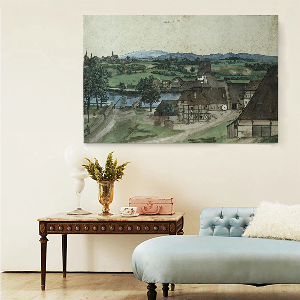 

Citon Canvas Albrecht DürerThe Wire Drawing MillArt Oil painting Artwork Poster Picture Modern Wall decor Home Decoration