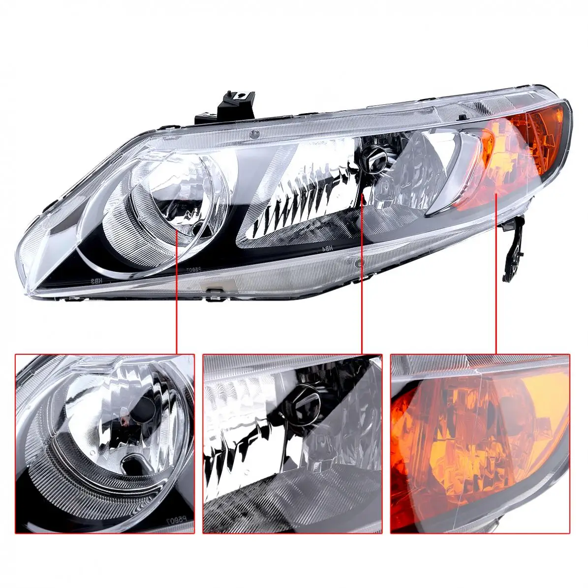 1 шт. водонепроницаемый прочный левый пассажирский боковой фары Подходит для Honda Civic 2006-2011 Автомобильные фары