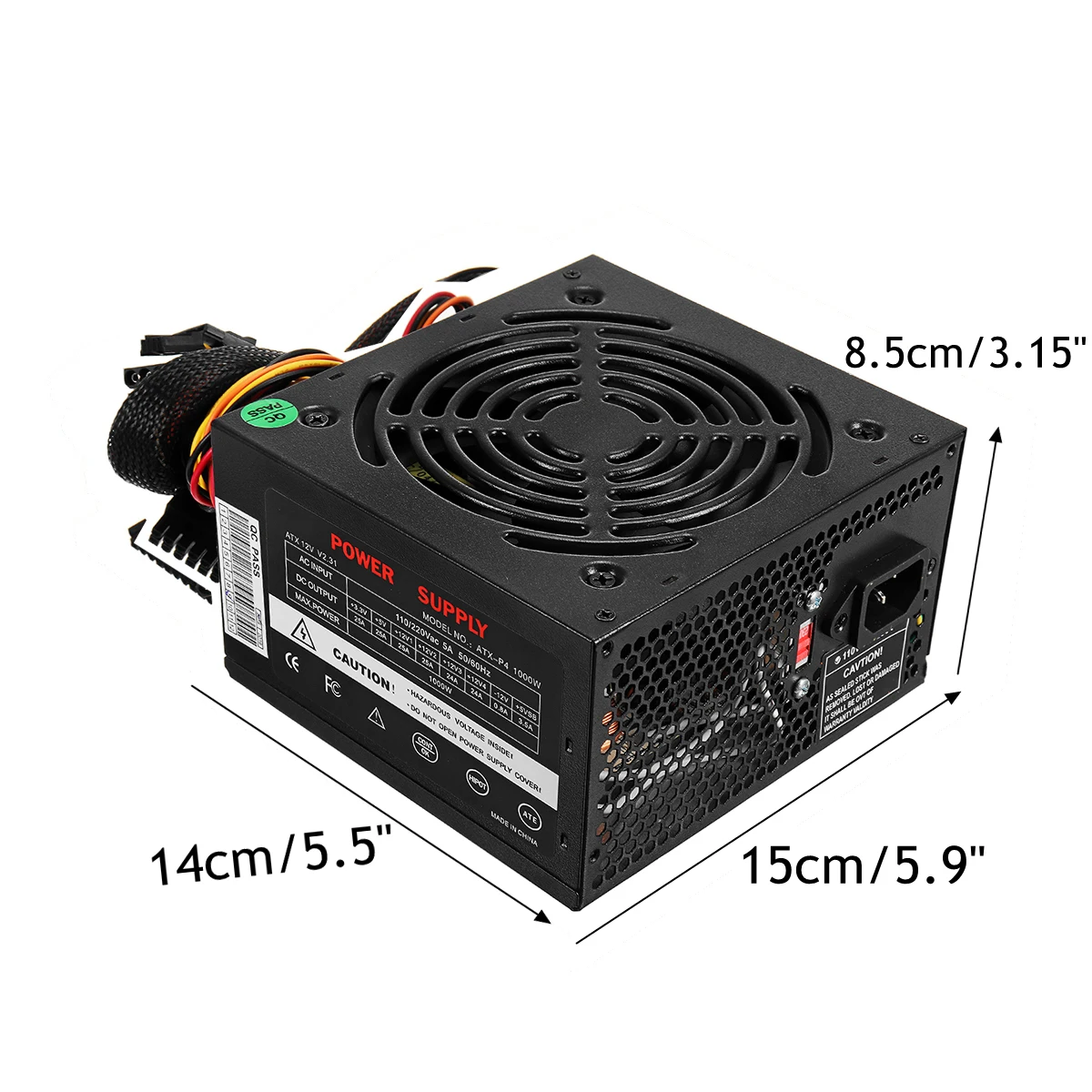 Черный Блок питания 1000 Вт PSU PFC бесшумный вентилятор ATX 24 контакта 12 В блок для ПК