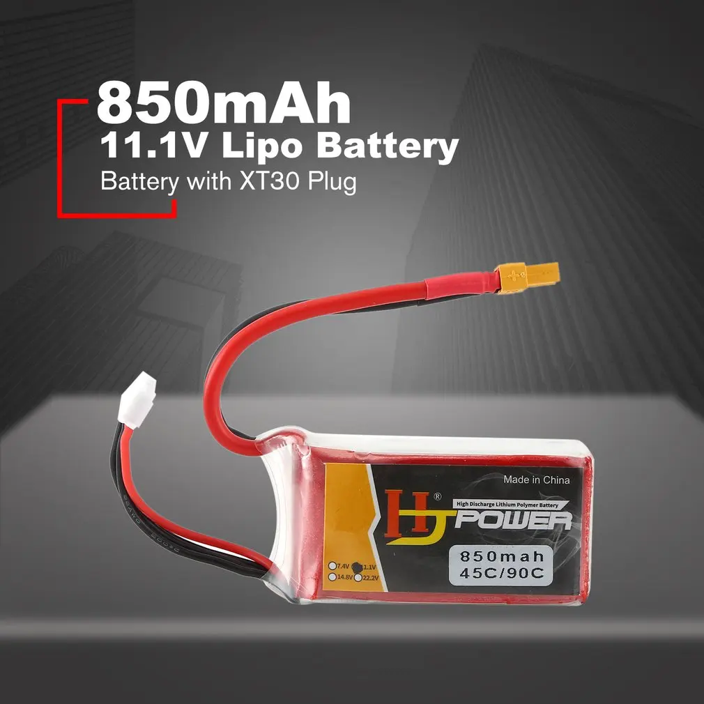 7,4 V/11,1 V 850 MAH/1000 MAH 45C 2S Lipo аккумулятор XT30/JST разъем Перезаряжаемый для RC гоночный Дрон вертолет модель автомобиля лодки - Цвет: 11.1V 850MAH 3S XT30