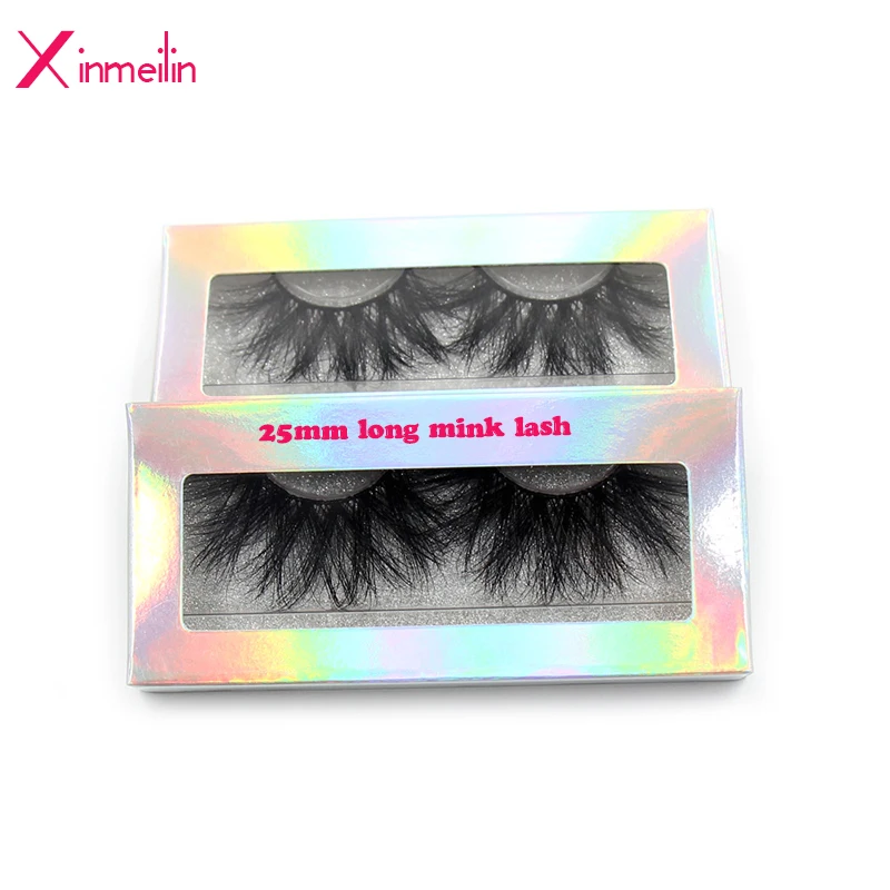 

25mm 3D mink lashes wholesale natural thick fluffy individual false eyelashes makeup beauty fake lash extension packaging box