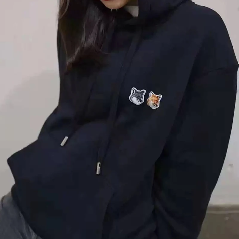 Хлопковые кофты с вышивкой Rowling двойной головой лисы женские повседневные